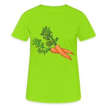 Carottes Carottes Carottes Rüebli Racines Riebli - T-shirt respirant Femme - vert néon - Devant - AI Model Female 172 dark (172cm)