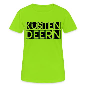 Schriftzug Kuestendeern - Frauen T-Shirt atmungsaktiv - Neongrün - Vorne - AI Model Female 172 dark (172cm)
