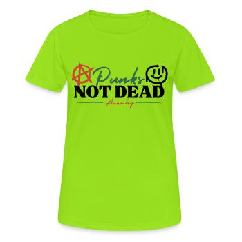 Punks not dead - Anarchy - Frauen T-Shirt atmungsaktiv - Neongrün - Vorne - AI Model Female 172 dark (172cm)