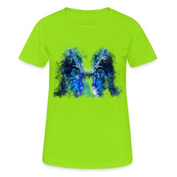 gxp woelfe haine lundi splatter aquarelle bleu - T-shirt respirant Femme - vert néon - Devant - AI Model Female 172 dark (172cm)