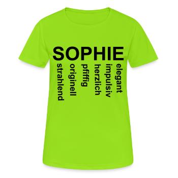 Sophie - Ein ganz spezielles Design nur für Sophie - Frauen T-Shirt atmungsaktiv - Neongrün - Vorne - AI Model Female 172 dark (172cm)
