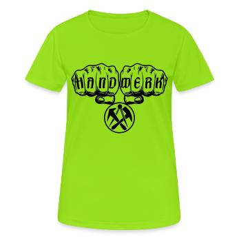 Dachdecker Faust Handwerk Beruf Profi Zunft Innung - Frauen T-Shirt atmungsaktiv - Neongrün - Vorne - AI Model Female 172 dark (172cm)
