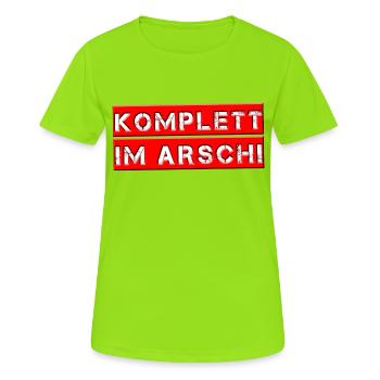 Komplett im Arsch! - Frauen T-Shirt atmungsaktiv - Neongrün - Vorne - AI Model Female 172 dark (172cm)