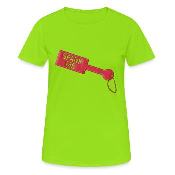 Spank Me Paddle - T-shirt respirant Femme - vert néon - Devant - AI Model Female 172 dark (172cm)