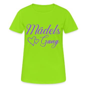 Gang de filles - T-shirt respirant Femme - vert néon - Devant - AI Model Female 172 dark (172cm)