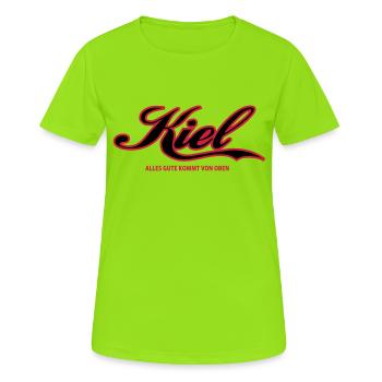 Kiel - Frauen T-Shirt atmungsaktiv - Neongrün - Vorne - AI Model Female 172 dark (172cm)