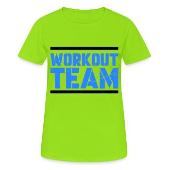 workout team - Frauen T-Shirt atmungsaktiv - Neongrün - Vorne - AI Model Female 172 dark (172cm)