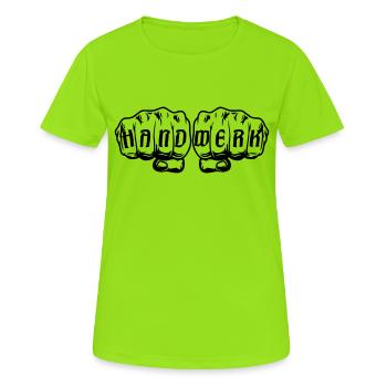 Handwerk Faust Normal - Frauen T-Shirt atmungsaktiv - Neongrün - Vorne - AI Model Female 172 dark (172cm)