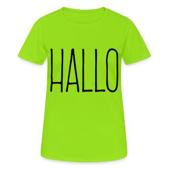 Hallo - Frauen T-Shirt atmungsaktiv - Neongrün - Vorne - AI Model Female 172 dark (172cm)