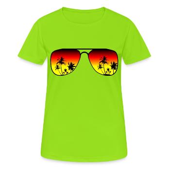 Sonnenbrille - Frauen T-Shirt atmungsaktiv - Neongrün - Vorne - AI Model Female 172 dark (172cm)