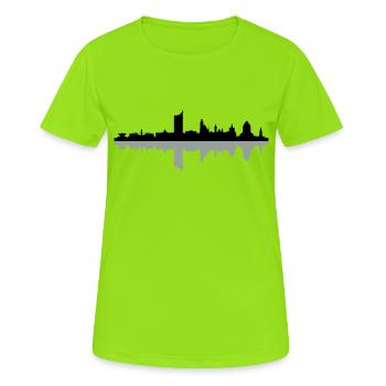 Skyline Leipzig Schatten - Frauen T-Shirt atmungsaktiv - Neongrün - Vorne - AI Model Female 172 dark (172cm)