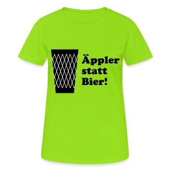 Geripptes Äppler statt Bier - Frauen T-Shirt atmungsaktiv - Neongrün - Vorne - AI Model Female 172 dark (172cm)