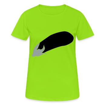 Aubergine - Frauen T-Shirt atmungsaktiv - Neongrün - Vorne - AI Model Female 172 dark (172cm)