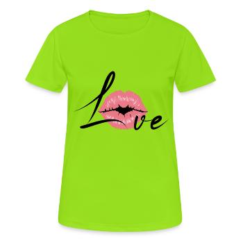 Love - Frauen T-Shirt atmungsaktiv - Neongrün - Vorne - AI Model Female 172 dark (172cm)