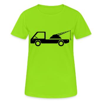 Abschleppwagen Grafik - Frauen T-Shirt atmungsaktiv - Neongrün - Vorne - AI Model Female 172 dark (172cm)
