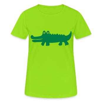 Krokodil - Frauen T-Shirt atmungsaktiv - Neongrün - Vorne - AI Model Female 172 dark (172cm)