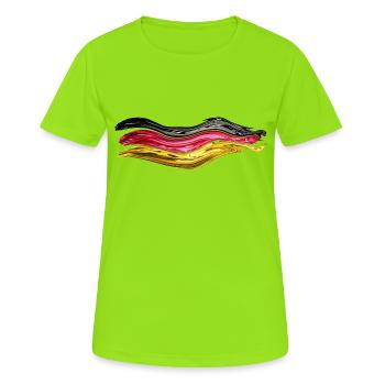 Deutschland Deutschlandflagge Deutschlandfahne WM - Frauen T-Shirt atmungsaktiv - Neongrün - Vorne - AI Model Female 172 dark (172cm)