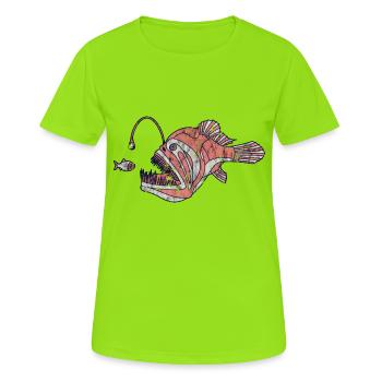 Anglerfisch - Frauen T-Shirt atmungsaktiv - Neongrün - Vorne - AI Model Female 172 dark (172cm)
