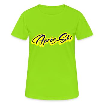 Apres Ski - Frauen T-Shirt atmungsaktiv - Neongrün - Vorne - AI Model Female 172 dark (172cm)