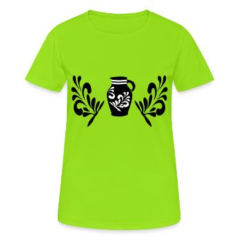 Dans Bembel WeTrust Frankfurt Shirt Designs #Bembel - T-shirt respirant Femme - vert néon - Devant - AI Model Female 172 dark (172cm)