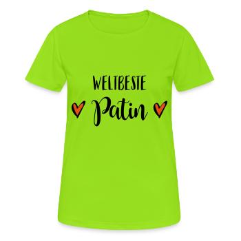 Weltbeste Patin Patentante Tante Taufe Geburt - Frauen T-Shirt atmungsaktiv - Neongrün - Vorne - AI Model Female 172 dark (172cm)