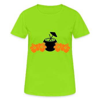hibiskus kokus - Frauen T-Shirt atmungsaktiv - Neongrün - Vorne - AI Model Female 172 dark (172cm)