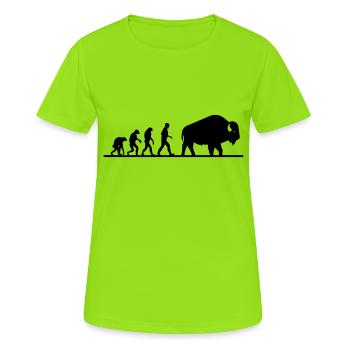 évolution du buffle - T-shirt respirant Femme - vert néon - Devant - AI Model Female 172 dark (172cm)