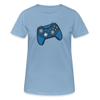 Blauer Gaming Controller Muster - Frauen T-Shirt atmungsaktiv - Himmelblau - Vorne - AI Model Female 172 light (172cm)