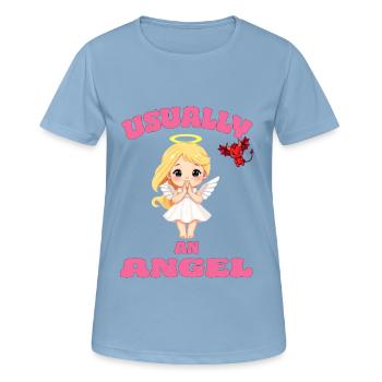 Angel Devil Girl Naughty - Généralement un ange - T-shirt respirant Femme - bleu ciel - Devant - AI Model Female 172 light (172cm)
