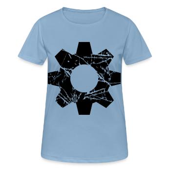 old scratch cracks stamp engineer gear wheel danger - Women's Breathable T-Shirt - sky blue - Front - AI Model Female 172 light (172cm)