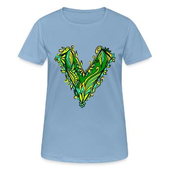 V like vegan, Natur, Grün, Pflanze, Naturschutz - Frauen T-Shirt atmungsaktiv - Himmelblau - Vorne - AI Model Female 172 light (172cm)