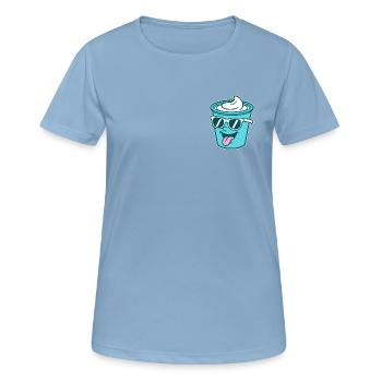 Crème Yaourt Crème Glace - Mug avec lunettes de soleil - T-shirt respirant Femme - bleu ciel - Devant - AI Model Female 172 light (172cm)