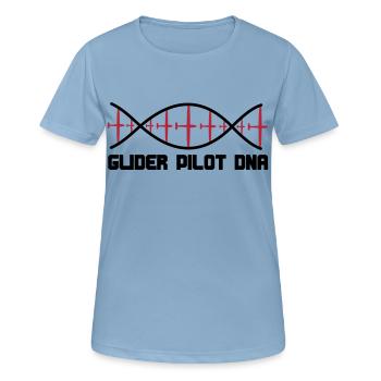dna segelflieger text - Frauen T-Shirt atmungsaktiv - Himmelblau - Vorne - AI Model Female 172 light (172cm)