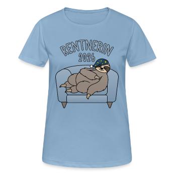 Rentnerin 2026 - Faultier Couch - Frauen T-Shirt atmungsaktiv - Himmelblau - Vorne - AI Model Female 172 light (172cm)