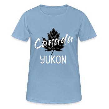 Vintage Yukon Kanada Shirt mit Ahornblatt Look - Frauen T-Shirt atmungsaktiv - Himmelblau - Vorne - AI Model Female 172 light (172cm)
