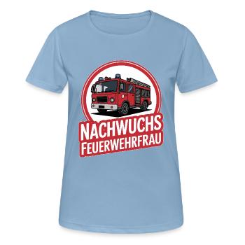 Nachwuchs Feuerwehrfrau – Geschenkidee - Frauen T-Shirt atmungsaktiv - Himmelblau - Vorne - AI Model Female 172 light (172cm)