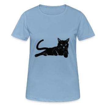 doigt milieu chat propriétaires de chat cadeau T-shirt - T-shirt respirant Femme - bleu ciel - Devant - AI Model Female 172 light (172cm)
