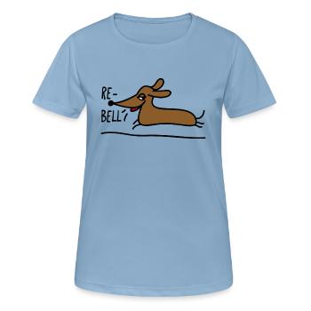 Teckel rebelle - T-shirt respirant Femme - bleu ciel - Devant - AI Model Female 172 light (172cm)