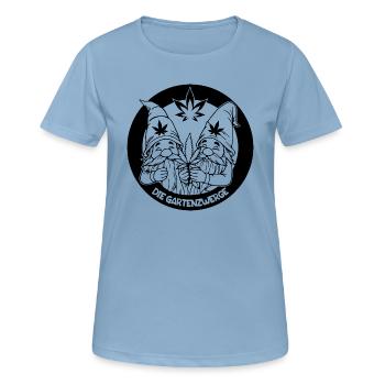 Kiffer Gartenzwerge mit Hanfblatt - Frauen T-Shirt atmungsaktiv - Himmelblau - Vorne - AI Model Female 172 light (172cm)