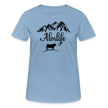 Alm Cow Mountains Mountain Tirol Suisse Bavière Alb Allgäu - T-shirt respirant Femme - bleu ciel - Devant - AI Model Female 172 light (172cm)