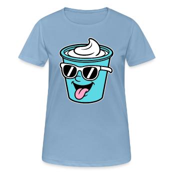 tasses Crème Frech Yaourt Crème Crème Glace Pudding - T-shirt respirant Femme - bleu ciel - Devant - AI Model Female 172 light (172cm)