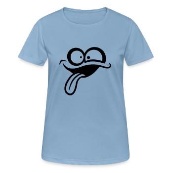 Comic Gesicht Verrückt - Frauen T-Shirt atmungsaktiv - Himmelblau - Vorne - AI Model Female 172 light (172cm)
