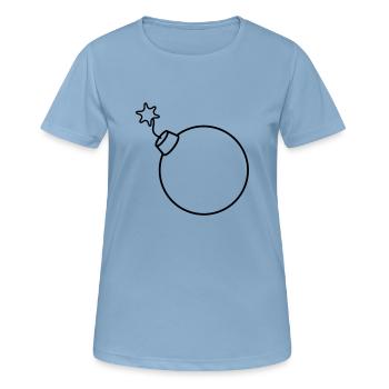 brennt angezuendet rund kugel kreis text stangen b - Frauen T-Shirt atmungsaktiv - Himmelblau - Vorne - AI Model Female 172 light (172cm)