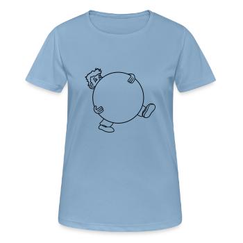 ball kugel tragen schleppen gross schwer mann figu - Frauen T-Shirt atmungsaktiv - Himmelblau - Vorne - AI Model Female 172 light (172cm)