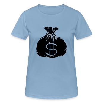 noir riche cool dollar symbole inscrivez vous - T-shirt respirant Femme - bleu ciel - Devant - AI Model Female 172 light (172cm)