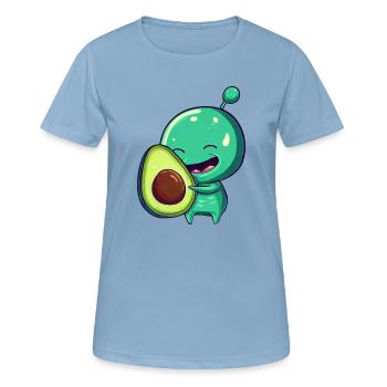 Green Alien Avocado: Fusion exotique - T-shirt respirant Femme - bleu ciel - Devant - AI Model Female 172 light (172cm)