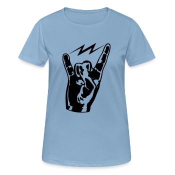 hand finger heavy metal hard rock konzert musik pa - Frauen T-Shirt atmungsaktiv - Himmelblau - Vorne - AI Model Female 172 light (172cm)