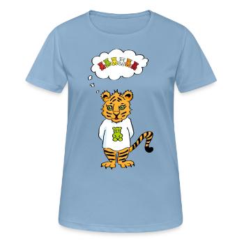 Gummibärchen-Tiger - Süß und Wild - Yummy - Frauen T-Shirt atmungsaktiv - Himmelblau - Vorne - AI Model Female 172 light (172cm)