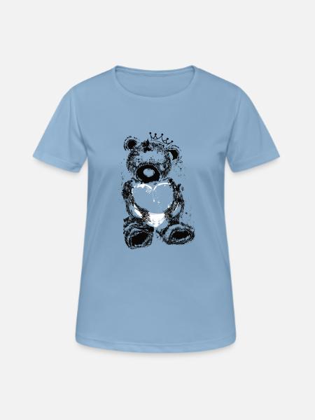 Kuschelbär Herzkrone - Frauen T-Shirt atmungsaktiv - Himmelblau