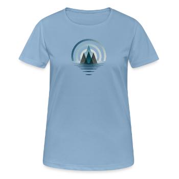 Symbolisches Berg Abstraktes Logo - Frauen T-Shirt atmungsaktiv - Himmelblau - Vorne - AI Model Female 172 light (172cm)